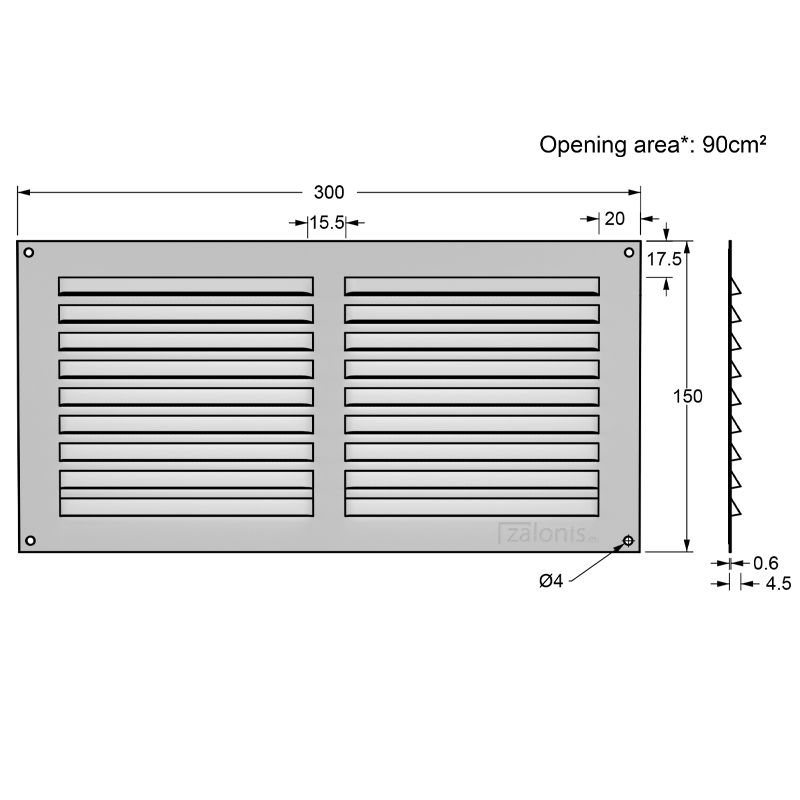 AIR VENTILATION GRILLE COVER 15x30cm / WHITE